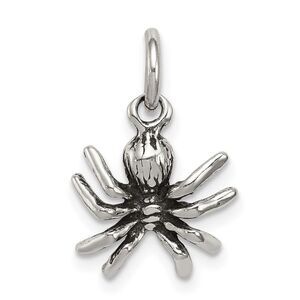 Sterling Silver Small 3D Antiqued Spider Pendant